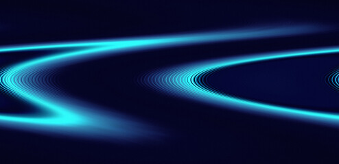 neon blue light trails on dark background, abstract technology concept © PixelCraft Studio