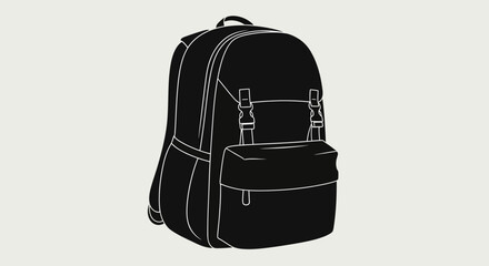 Fototapeta premium Black backpack with white outlines shown.