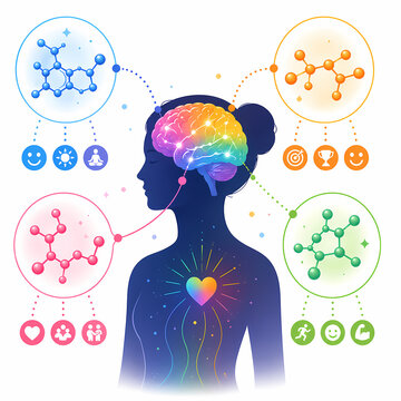 Mood hormones diagram with serotonin dopamine and endorphin