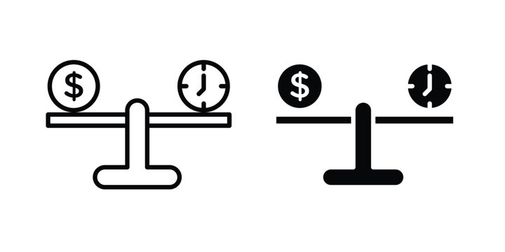 Time and money scale icon, symbols pack for UI designs.