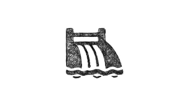 Sketch hydro power icon animation - smooth progressive reveal