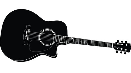 A striking black acoustic guitar design presented as a silhouette © Md