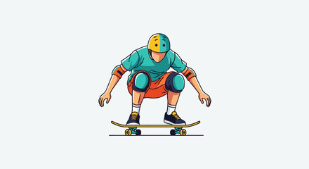 Fototapeta premium Go skateboarding on a sunny day with a person crouching