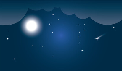 Night sky with stars. Night sky with moon, stars, cloud and galaxy. Night starry skies with twinkling and blinking stars. Abstract dark stars and galaxy in outer space, universe background. © Radhakanta