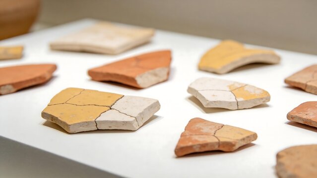 Ancient pottery shards on display
