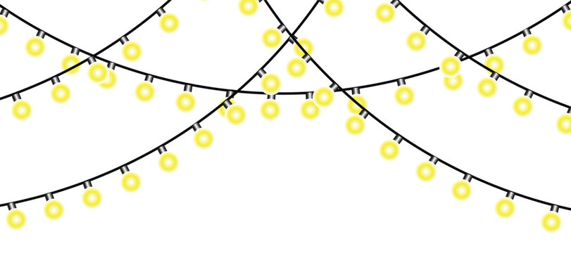 Yellow string lights on cables outdoor decoration