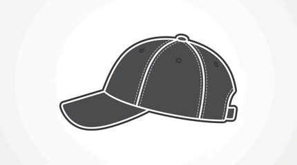 Fototapeta premium Baseball Cap Icon Silhouette on White Background