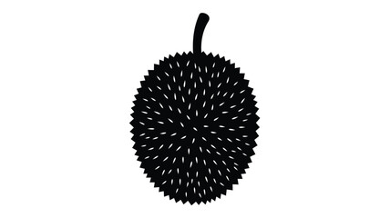 A striking black silhouette of a durian fruit on a white background © Md