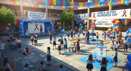 Obraz premium School celebration for World Autism Awareness Day.