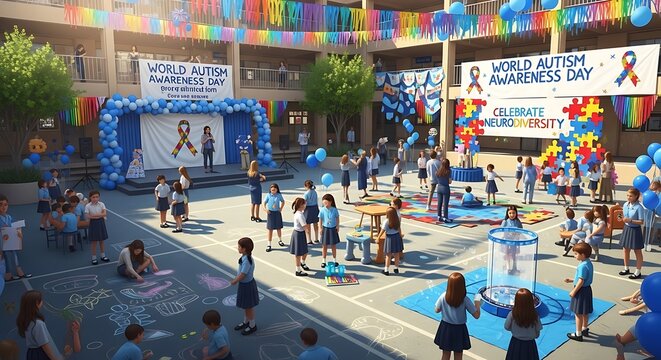School celebration for World Autism Awareness Day.