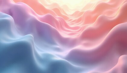 Fototapeta premium Abstract liquid shapes with smooth pastel color gradients create a soft organic flow. Peach lavender and blue blend seamlessly in this fluid abstract background design.