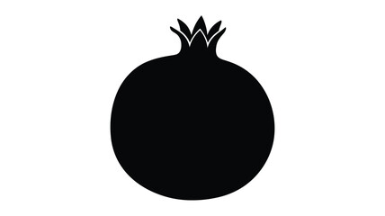 A striking black silhouette of a ripe pomegranate fruit © Md