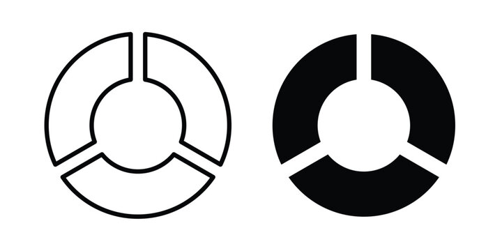 Donut chart icon strokes and flat black vectors. Illustrations EPS10