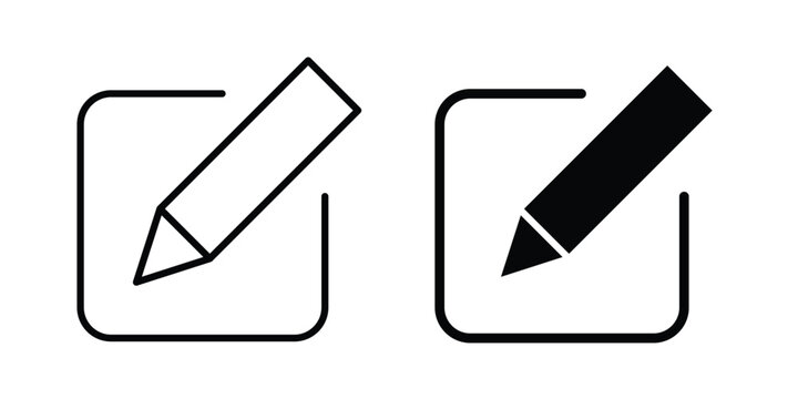 Edit button icon strokes and flat black vectors. Illustrations EPS10