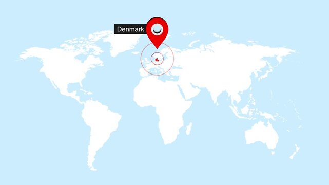 Denmark Location on Globe for Presentation or Education