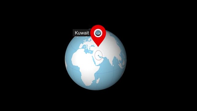 Kuwait Location Highlight on World Map with Circle Marker