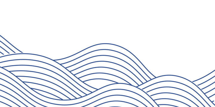 Blue water wave line pattern background. Vector illustration. Japanese style concept.