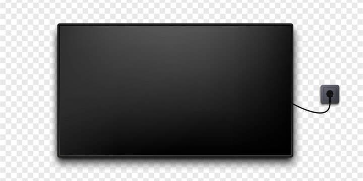 Lcd, plasma TV mockup with socket. 4k tv screen.