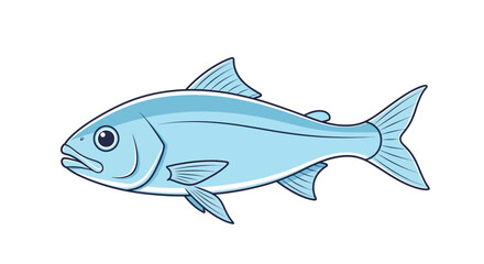 Fototapeta premium Blue Fish Swimming Alone Ocean Creature.