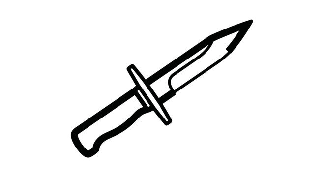 Knife with pointed tip and handle.