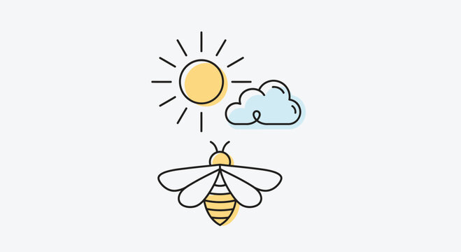 A flying bee in sunshine.