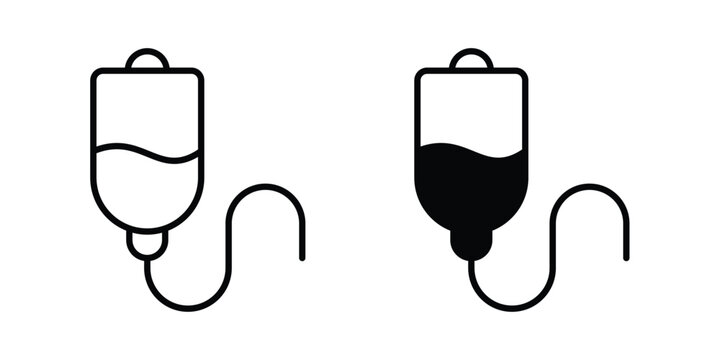 IV bag icon strokes and flat black vectors. Illustrations EPS10