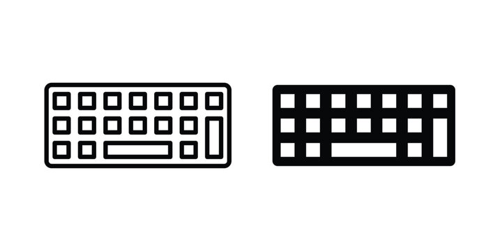 Keyboard icon strokes and flat black vectors. Illustrations EPS10