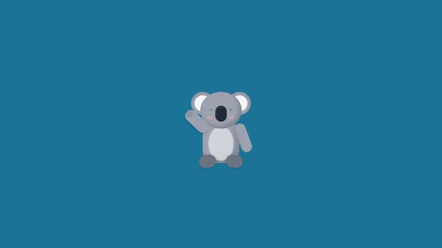 Cute Animated Koala Waving Hand Greeting in Flat Design