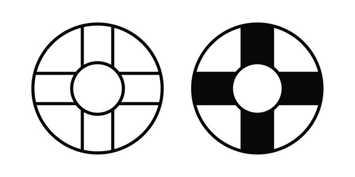 Life buoy icon strokes and flat black vectors. Illustrations EPS10