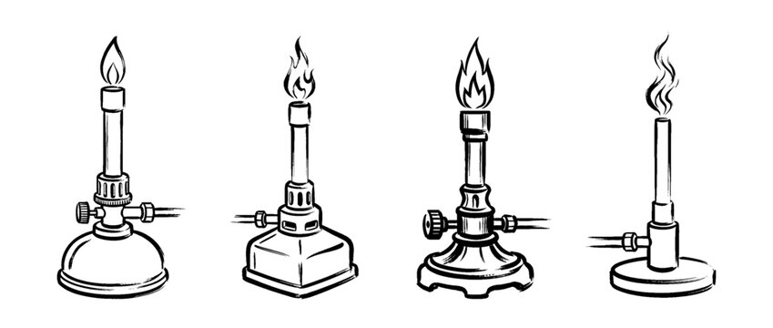 bunsen burner , Traditional Chinese Brush , strokes swirl style