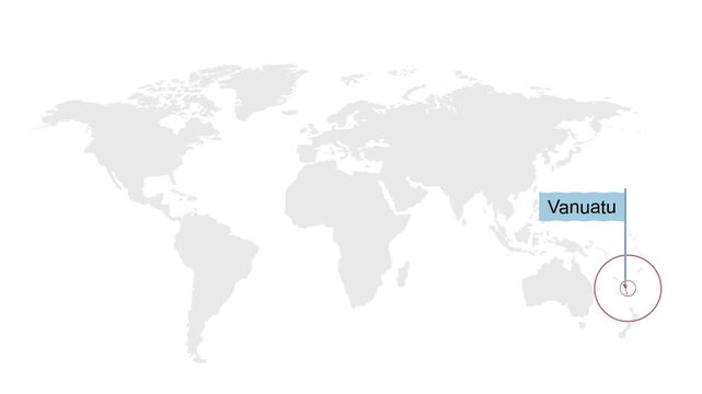 Vanuatu Location Pin on World Map for Travel Concept