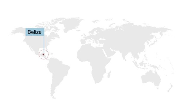 Belize Map Location Pointer Animation on World Map