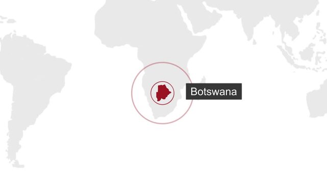 Botswana Geographic Location on Minimal World Map Animation