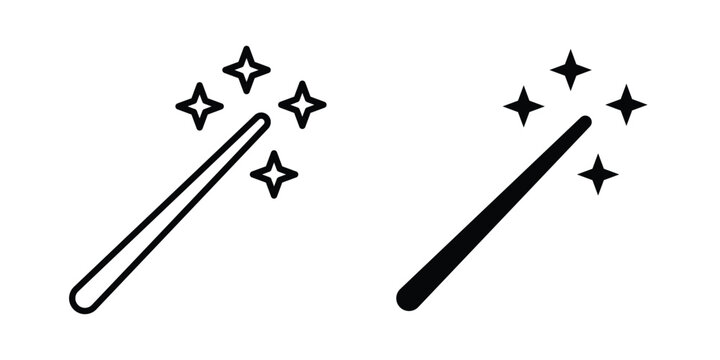Magic icon strokes and flat black vectors. Illustrations EPS10