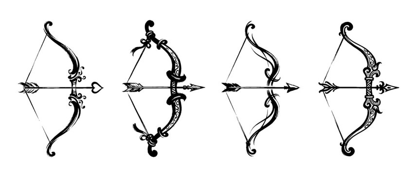 cupid bow , Traditional Chinese Brush , strokes swirl style