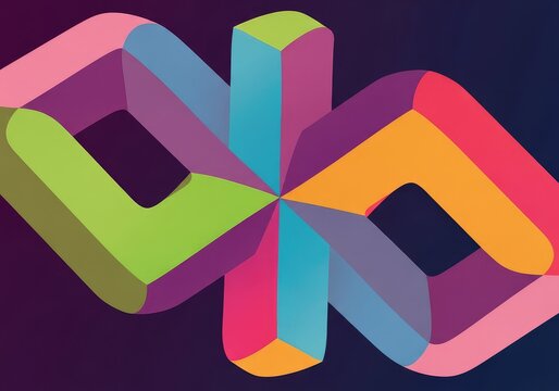 A mesmerizing geometric composition featuring impossible interlocking shapes that create a deceptive sense of infinite depth and movement, structure, design, geometry