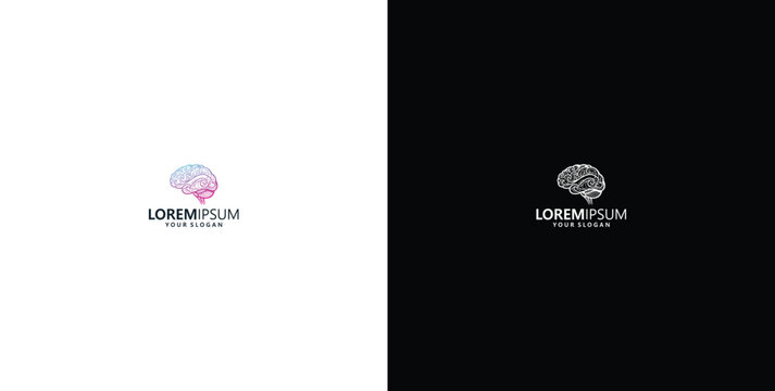 vector logo design, wave logo and brain logo