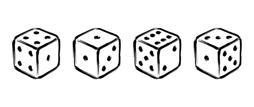 dice , Traditional Chinese Brush , strokes swirl style