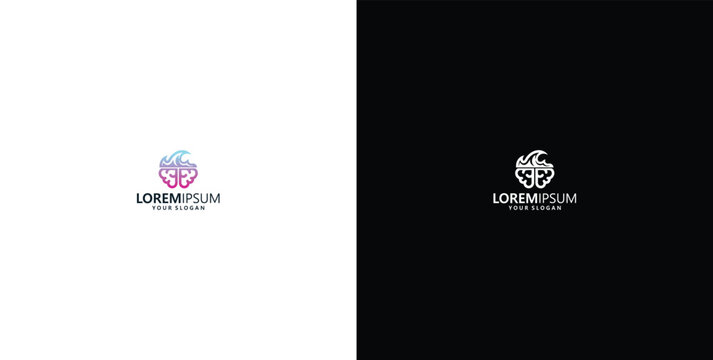 vector logo design, wave logo and brain logo