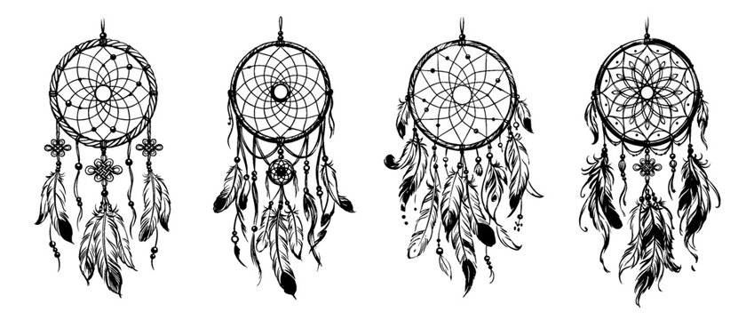 dreamcatcher , Traditional Chinese Brush , strokes swirl style