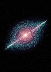 Fototapeta premium Digital visualization of the quantum field vacuum fluctuations, showing fundamental energy dynamics and subatomic interactions in deep theoretical space, energy, quantum mechanics, fundamental