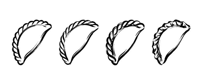 empanada , Traditional Chinese Brush , strokes swirl style