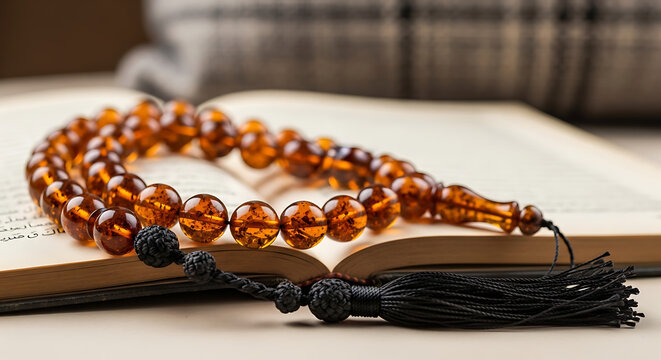 Islamic Prayer Beads Tasbih Closeup.