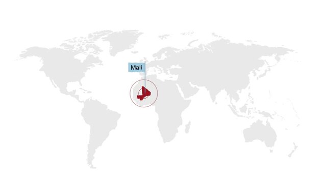 Mali Location Pin on World Map for Travel Concept