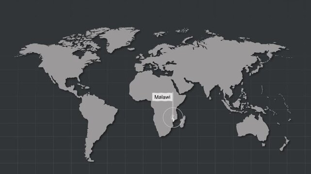 Malawi Map Highlight Zoom Animation Geography Concept