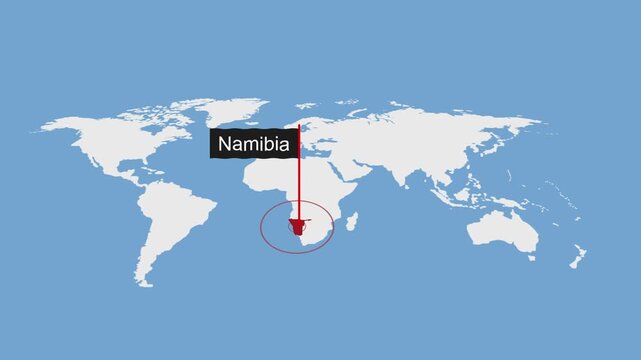 Namibia Geographic Location on Minimal World Map Animation