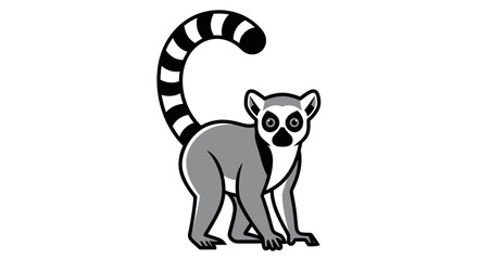 Ring-tailed Lemur Standing Upright Looking. © Dafid