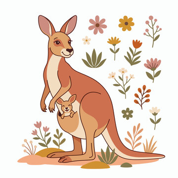 kangaroo with baby