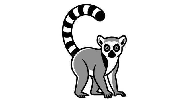 Ring-tailed Lemur Standing Upright Looking.