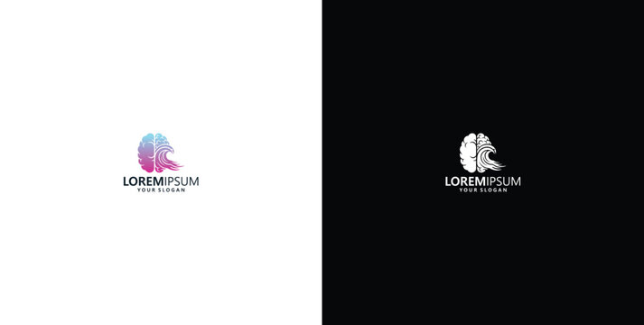 vector logo design, wave logo and brain logo